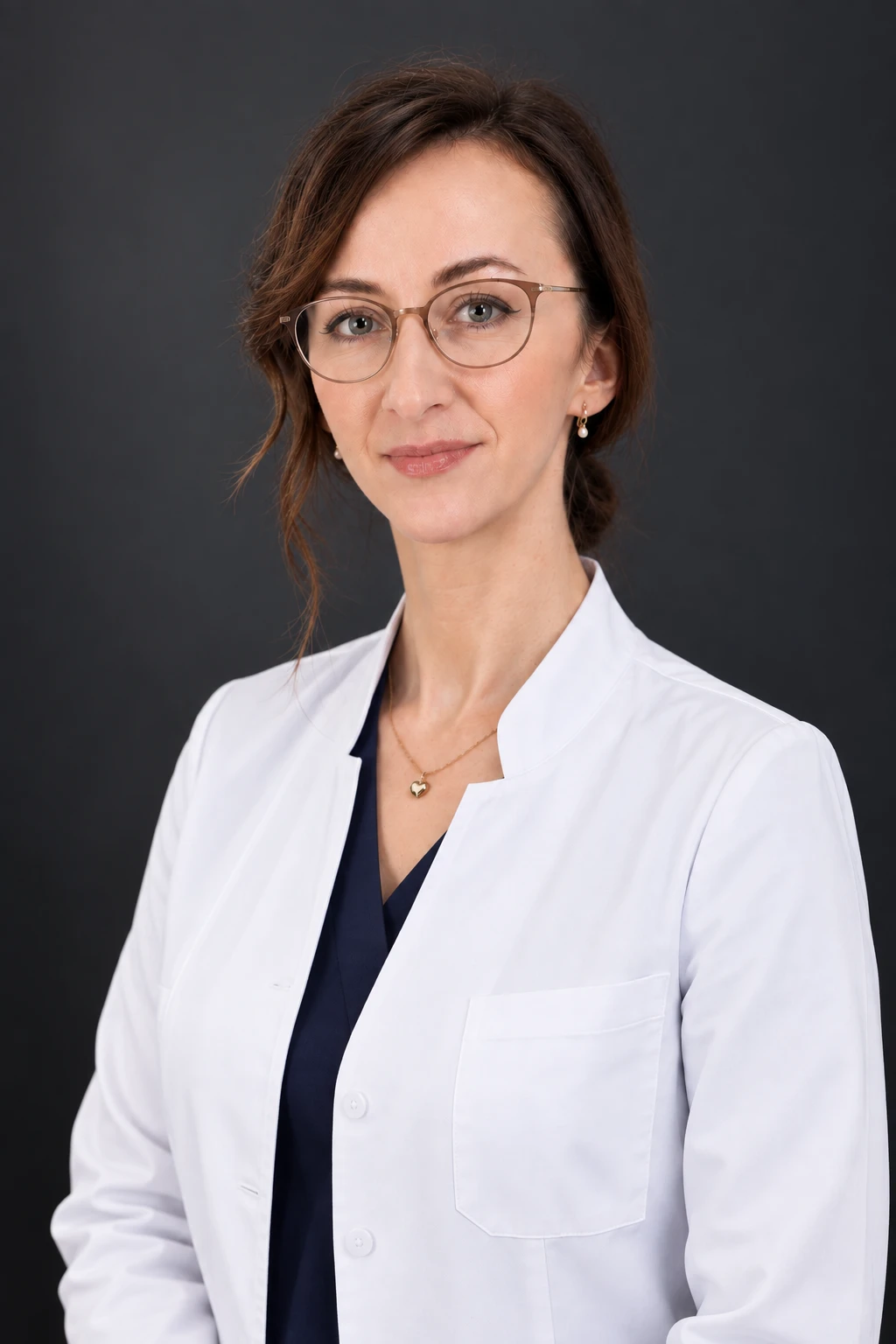 lek. dent. Beata Mateja-Kuncman w białym fartuchu lekarskim